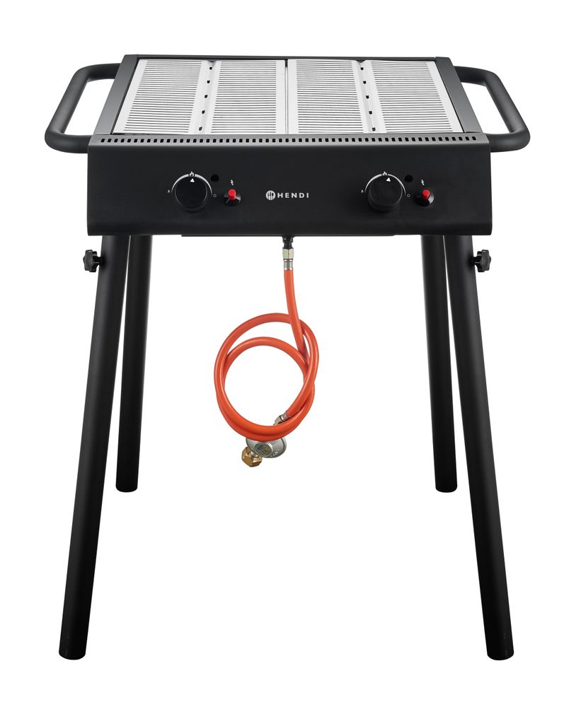 Xantos Black Griglia a gas , HENDI, Nero, 9,5kW, 770x710x(H)870mm