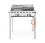 Green Fire barbecue con 2 bruciatori, HENDI, Profi Line, Teglia e griglia GN 1/1 in ghisa, 11,6kW, 740x615x(H)825mm