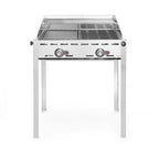 Green Fire barbecue con 2 bruciatori, HENDI, Profi Line, Teglia e griglia GN 1/1 in ghisa, 11,6kW, 740x615x(H)825mm