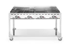 Green Fire barbecue con 4 bruciatori, HENDI, Profi Line, con base su ruote, Grigio chiaro, 22kW, 1400x612x(H)825mm
