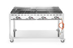 Green Fire barbecue con 4 bruciatori, HENDI, Profi Line, con base su ruote, Grigio chiaro, 22kW, 1400x612x(H)825mm
