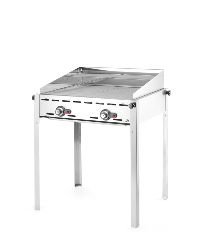Green Fire barbecue con 2 bruciatori, HENDI, Profi Line, 2 griglie 1/1 in acciaio, 11,6kW, 740x612x(H)825mm