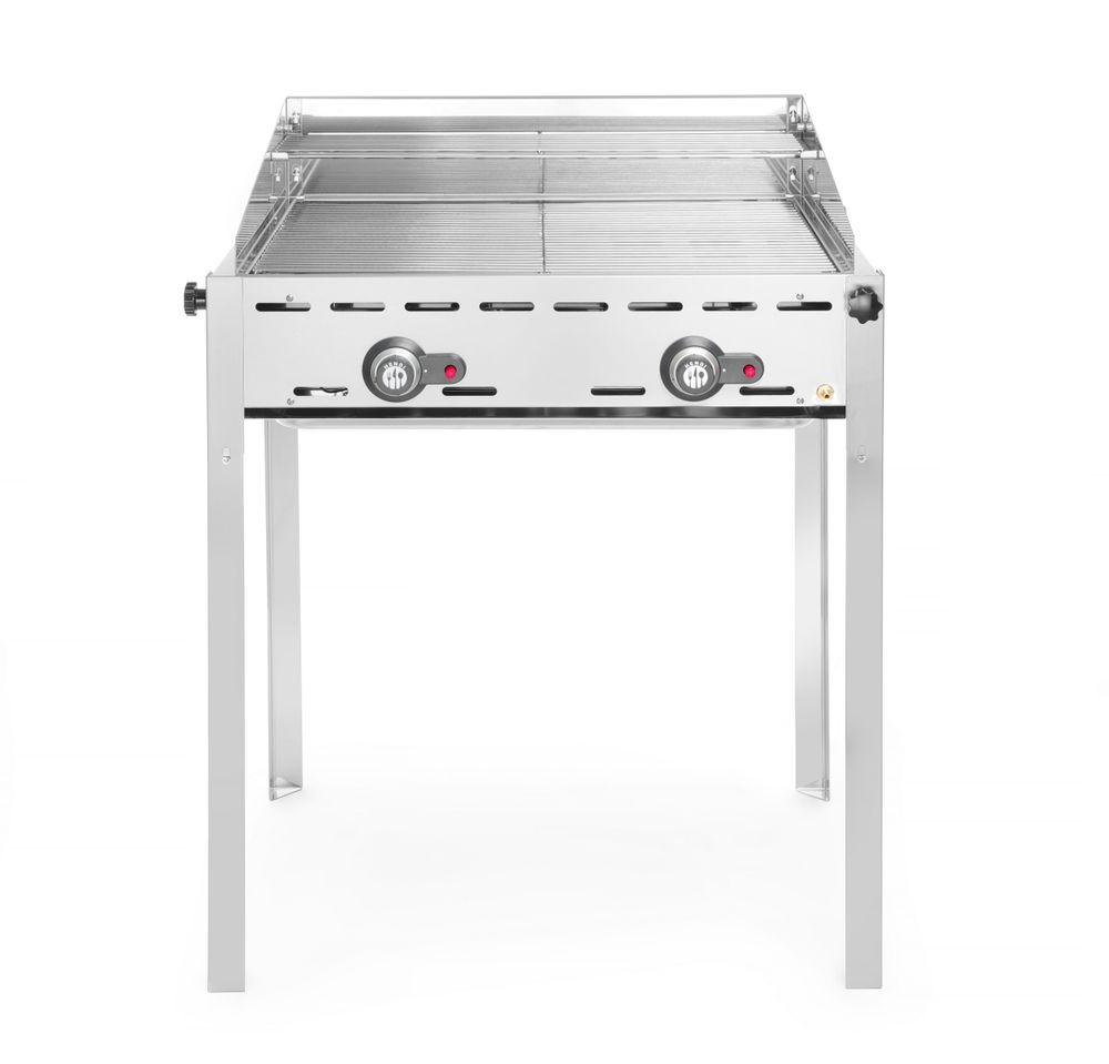 Green Fire barbecue con 2 bruciatori, HENDI, Profi Line, 2 griglie 1/1 in acciaio, 11,6kW, 740x612x(H)825mm