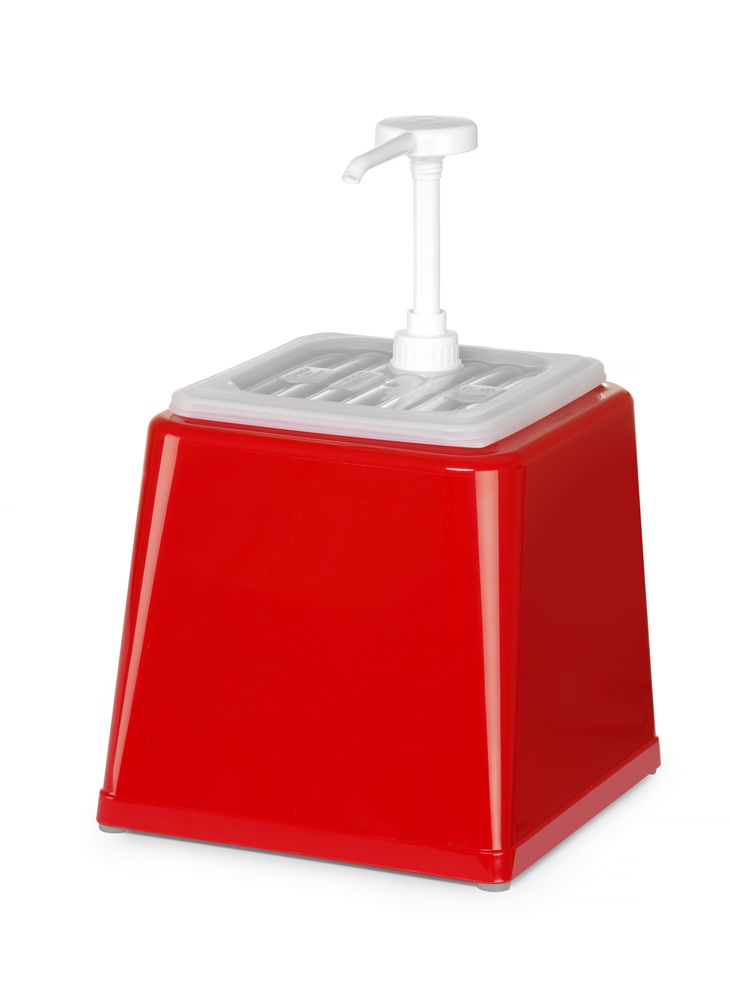 Dosatore per salse con pompa, HENDI, 2,5L, Rosso, 230x210x(H)327mm
