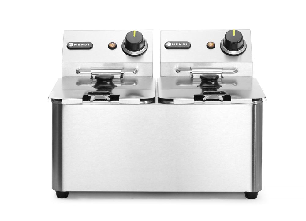 Friggitrice Kitchen Line - 2x4L, HENDI, Kitchen Line, 8L, 230V/6000W, 470x380x(H)315mm