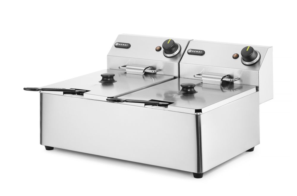 Friggitrice Kitchen Line - 2x 6L, HENDI, Kitchen Line, 12L, 230V/6600W, 550x430x(H)305mm