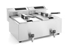 Friggitrice Profi Line digitale con rubinetti di scarico - 2 x 8 l, HENDI, Profi Line, 16L, 230V/7000W,