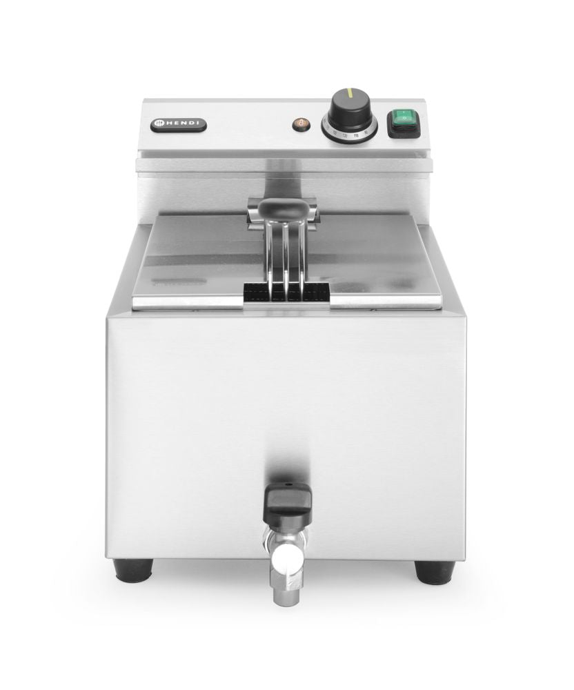 Friggitrice Profi Line con rubinetto di scarico - 8 l, HENDI, Profi Line, 8L, Grigio chiaro, 230V/3500W, 305x515x(H)354mm