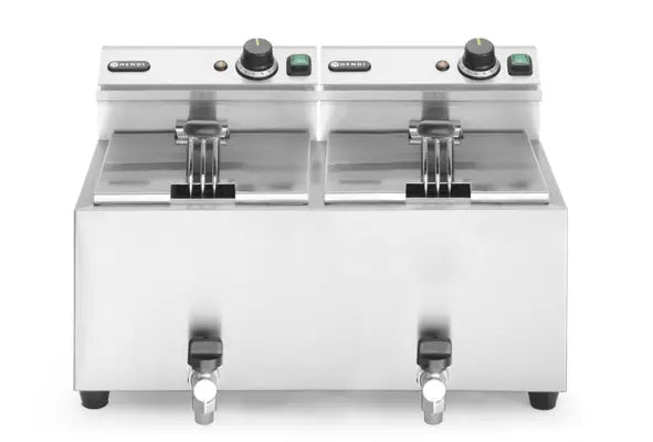 Friggitrice Profi Line con rubinetti di scarico - 2 x 8 l, HENDI