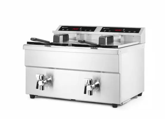 Friggitrice ad induzione con rubinetti di scarico - 2 x 8 l, HENDI