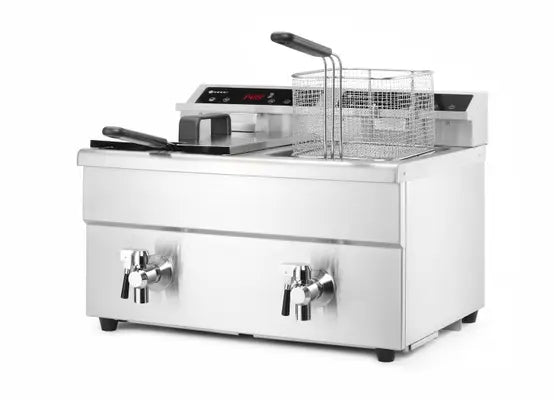 Friggitrice ad induzione con rubinetti di scarico - 2 x 8 l, HENDI