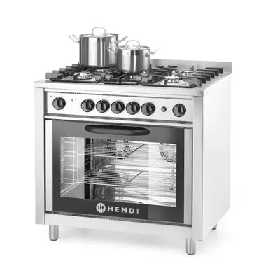 Cucina a gas - 5 bruciatori con forno elettrico, HENDI