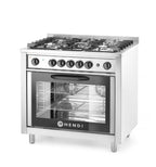 Cucina a gas - 5 bruciatori con forno elettrico, HENDI, Kitchen Line, Argento, 230V/2900W, 14,3kW, 900x653x(H)900mm