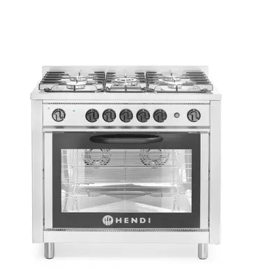 Cucina a gas - 5 bruciatori con forno elettrico, HENDI
