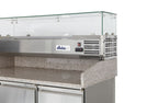 Banco pizza con tre porte e vetrinetta refrigerata 380+40L, Arktic, 254L, 230V/400W, 1400x700x(H)1491mm