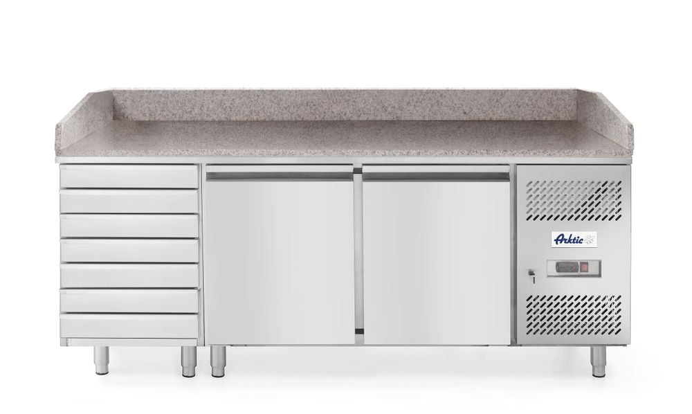 Banco pizza a 2 porte 7 cassetti 280L, Arktic, 250L, 230V/250W, 2020x802x(H)1000mm