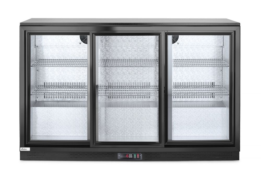 Frigorifero per barra posteriore con porte scorrevoli triple, Arktic, 308L, Nero, 220-240V/160W, 1350x520x(H)865mm