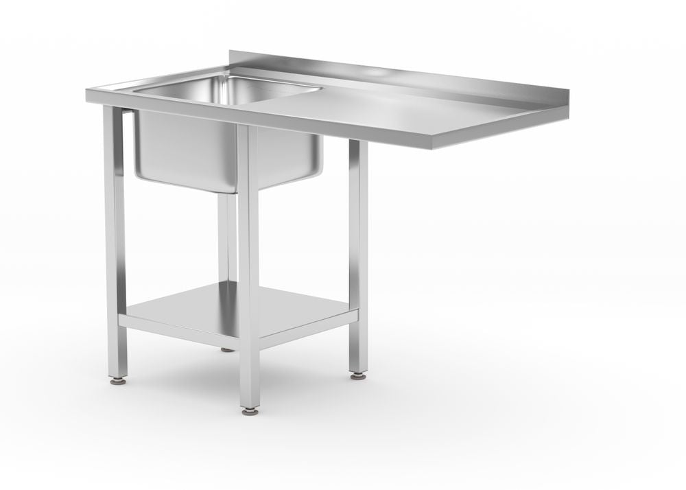 Tavolo con lavello, vano lavastoviglie e ripiano, HENDI, sinistro, 1200x700x(H)850mm