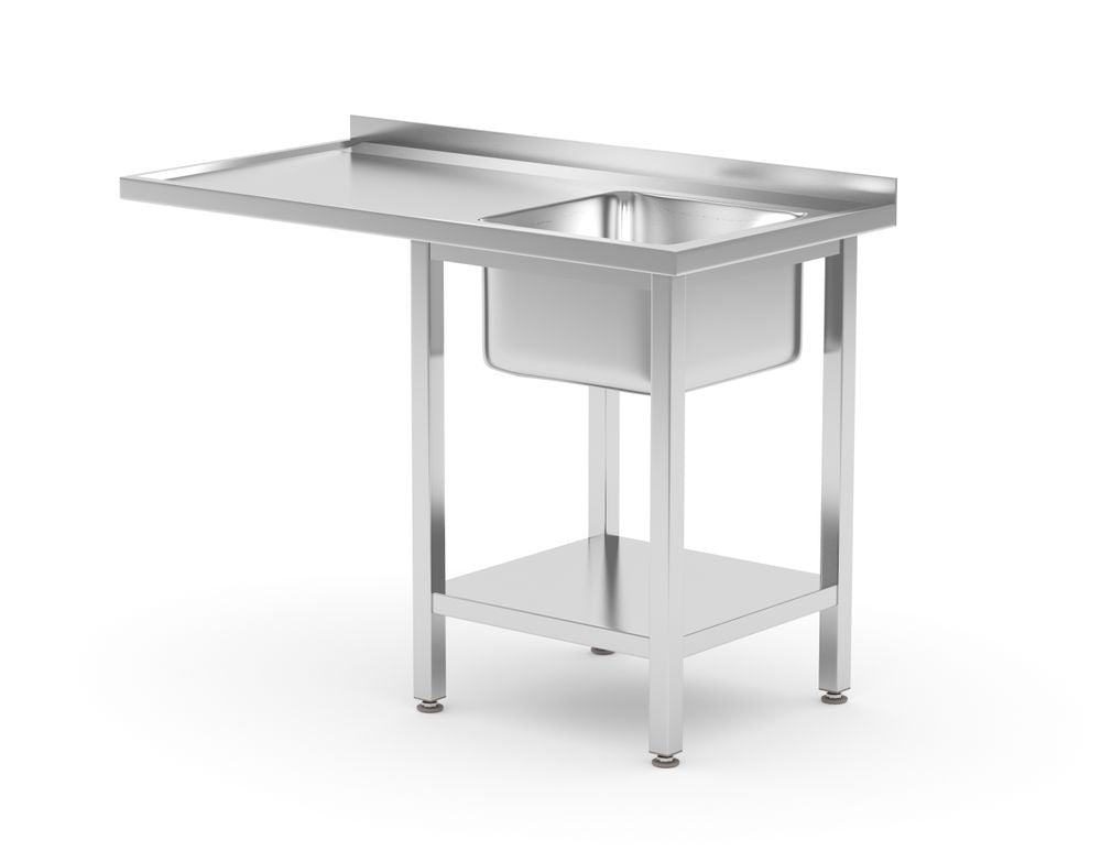 Tavolo con lavello, vano lavastoviglie e ripiano, HENDI, destro, 1200x700x(H)850mm