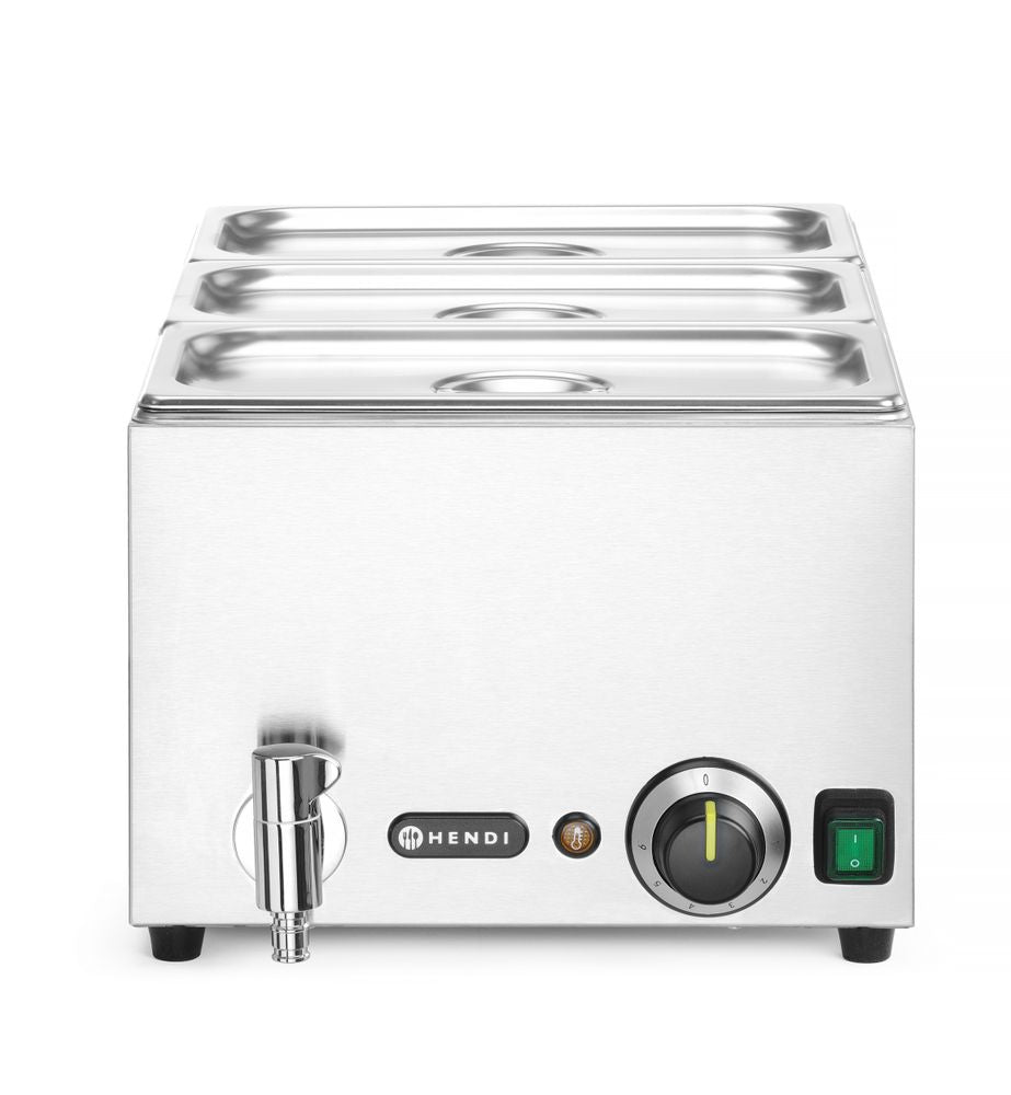 Set ranger: Bain-marie con rubinetto di scarico + 3x GN 1/3 con coperchio., HENDI, GN 1/1, 230V/1000W, 605x332x(H)242mm