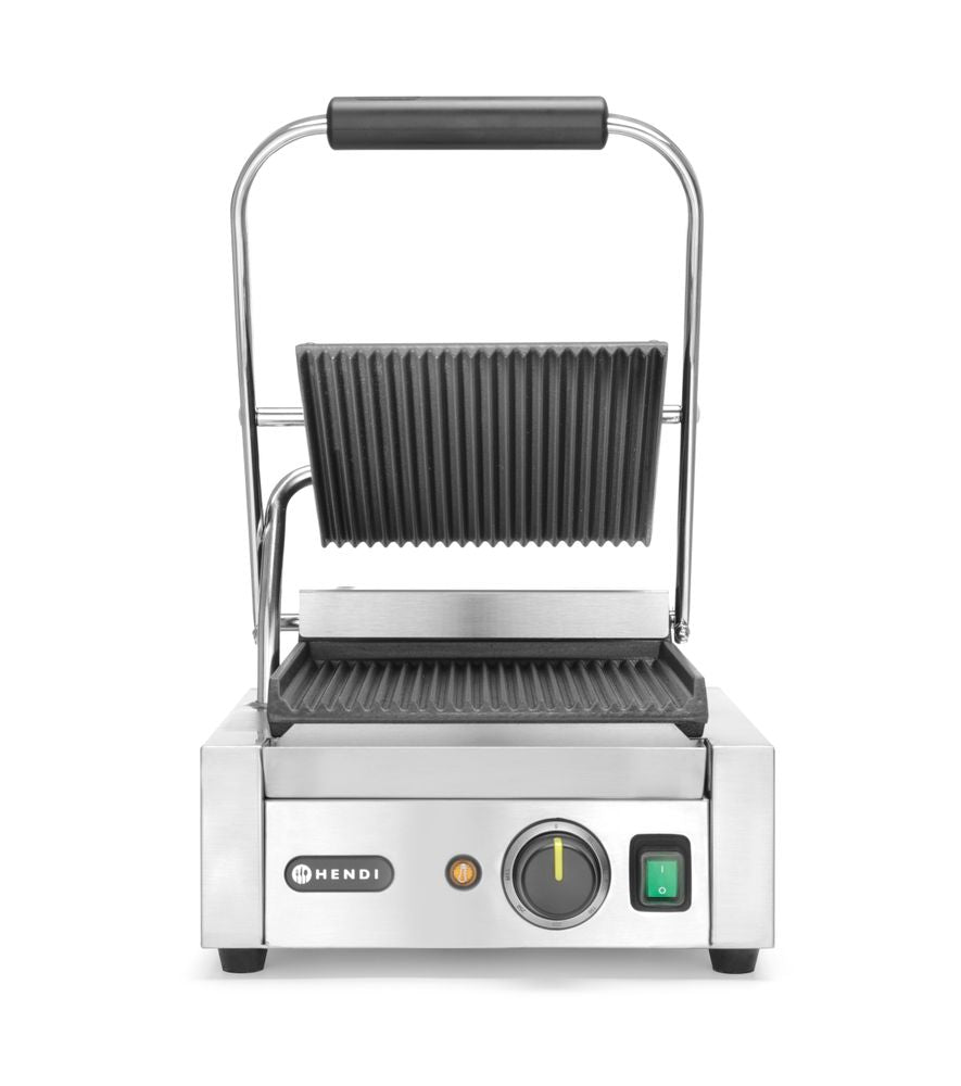 Grill a contatto- versone singola, HENDI, sopra e sotto rigata, 230V/1800W, 310x426x(H)210mm