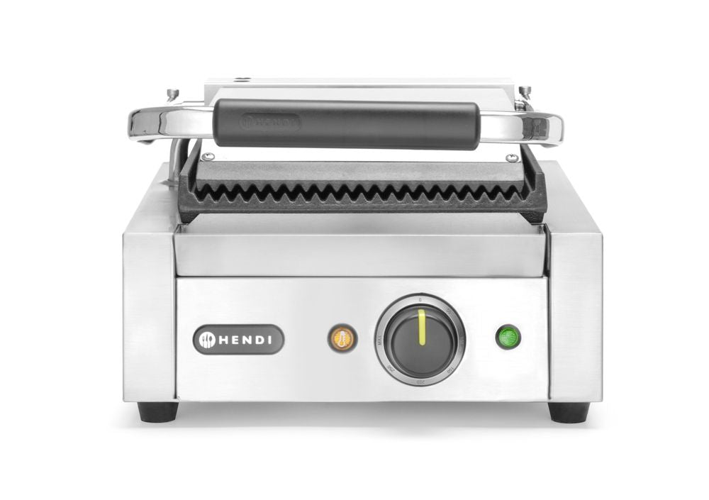 Grill a contatto- versone singola, HENDI, sopra e sotto rigata, 230V/1800W, 310x426x(H)210mm
