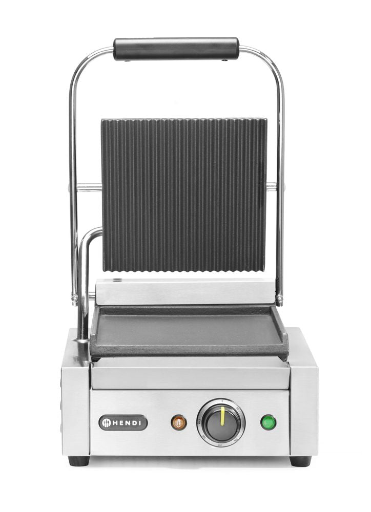 Grill a contatto- versone singola, HENDI, sopra rigata e sotto liscia, 230V/1800W, 310x400x(H)210mm