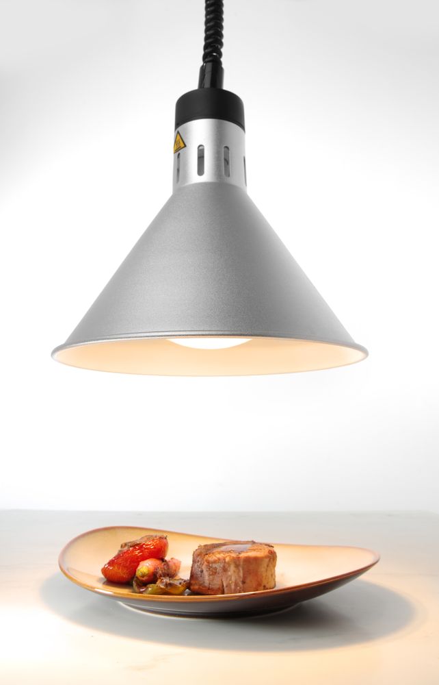 Lampada termica conica regolabile, HENDI, Argento, 230V/250W, ⌀275x(H)250mm
