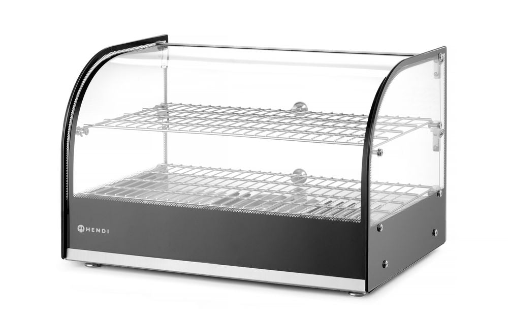 Vetrina calda a due ripiani, HENDI, Doppia, Nero, 220-240V/800W, 554x376x(H)376mm