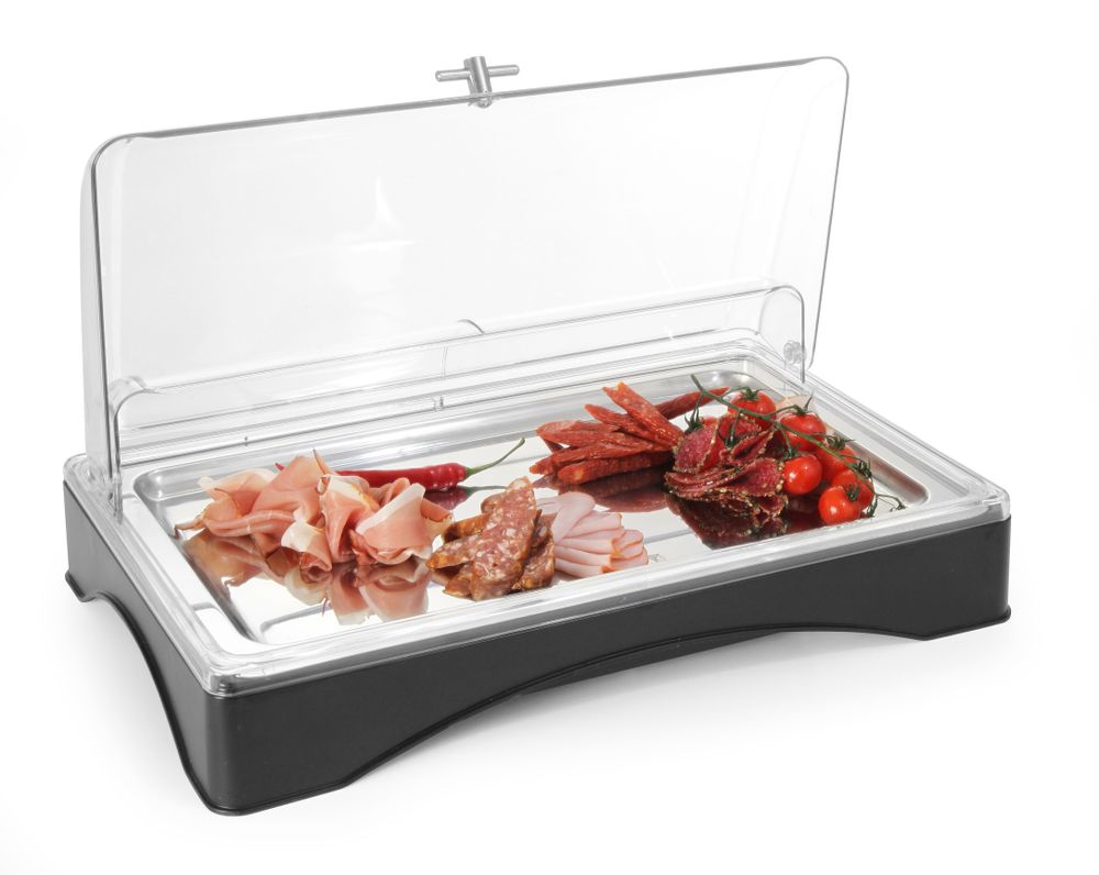 Vassoio con elemento di raffreddamento rolltop - Gastronorm 1/1, HENDI, Set completo, 555x357x(H)175mm