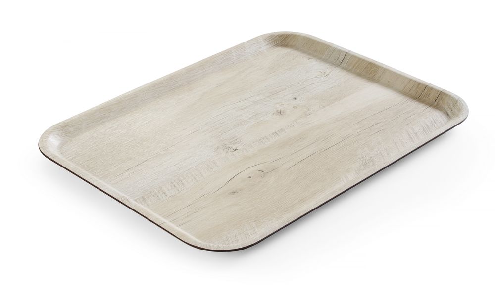 Vassoio da servizio in melamina con stampa tipo legno, AmerBox, Legno chiaro, 330x430mm