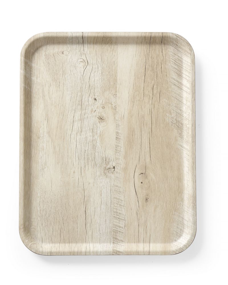 Vassoio da servizio in melamina con stampa tipo legno, AmerBox, Legno chiaro, 330x430mm