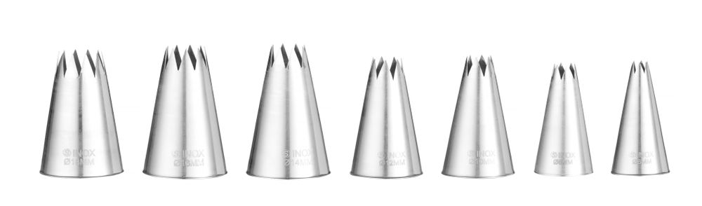 Beccucci per sac a poche a stella, HENDI, ø6-8-10-12-14-16-18, 7 pezzi