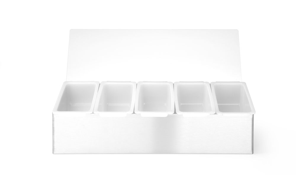 Portacondimenti da bar, BarUp, 5 contenitori, 375x140x(H)90mm