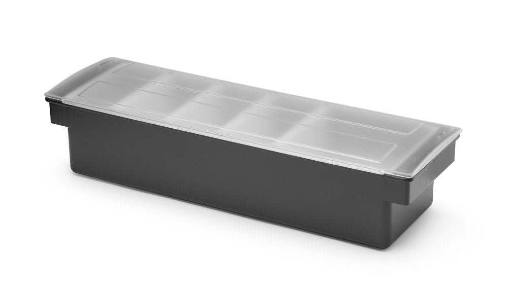 Contenitore per ingredienti 5 settori, BarUp, Nero, 480x150x(H)100mm