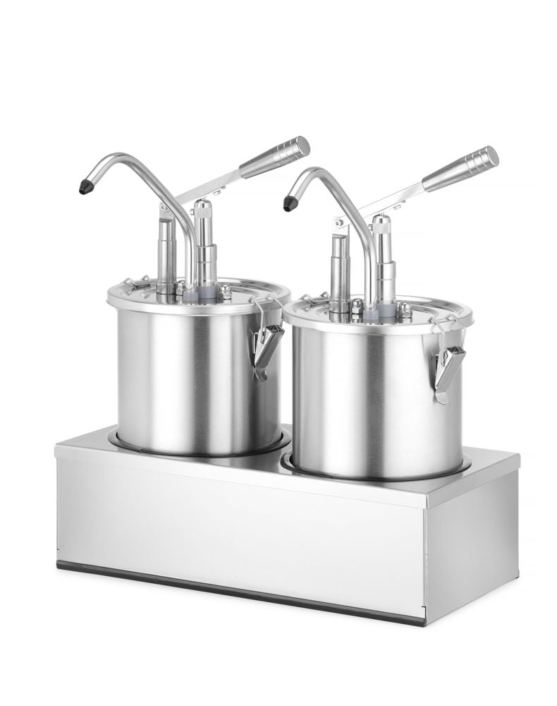 Set: 2 contenitori per salsa in acciaio inossidabile con dispenser, HENDI, 9L, 400x200x(H)440mm
