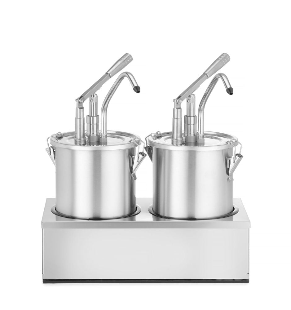 Set: 2 contenitori per salsa in acciaio inossidabile con dispenser, HENDI, 9L, 400x200x(H)440mm