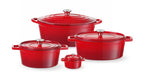 Casseruola in ghisa vetrificata., HENDI, 0,27L, Rosso, 130x100x(H)48mm