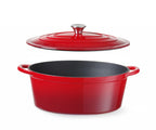 Casseruola in ghisa vetrificata., HENDI, 6,88L, Rosso, 405x255x(H)134mm