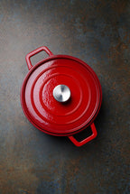 Casseruola in ghisa vetrificata., HENDI, 3,7L, Rosso, 317x240x(H)105mm