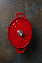 Casseruola in ghisa vetrificata., HENDI, 4,4L, Rosso, 365x290x(H)115mm