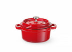 Casseruola in ghisa vetrificata., HENDI, 0,27L, Rosso, 130x100x(H)48mm