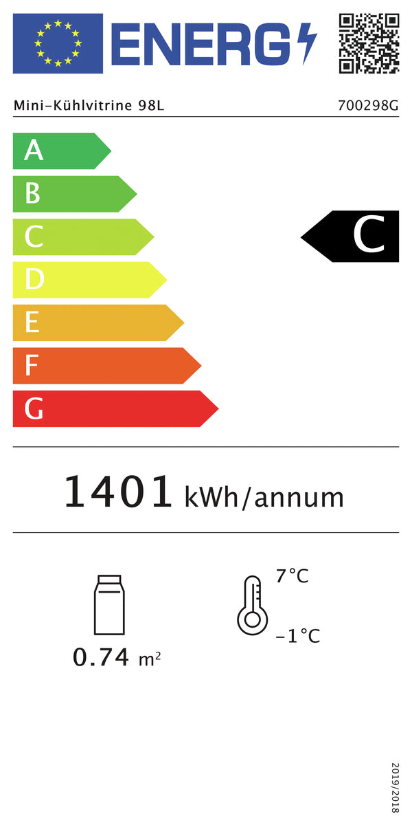 Mini vetrina refrigerata 98L