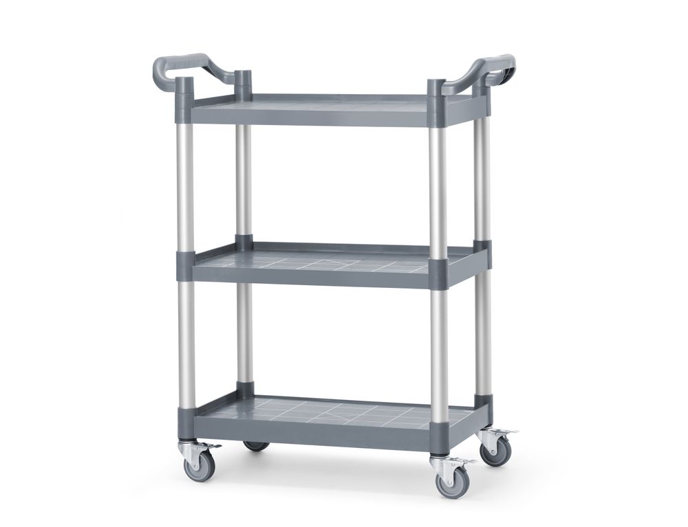 Carrello di servizio in polipropilene a 3 scaffali, piccolo, AmerBox, 800x420x(H)945mm
