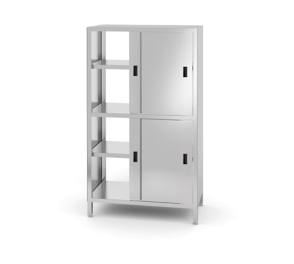 Armadio passante con divisorio e porte scorrevoli - bullonato, HENDI, Kitchen Line, 1000x600x(H)1800mm