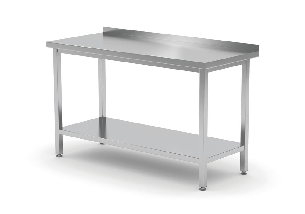 Tavolo a parete con ripiano – bullonato, profondità 600 mm, HENDI, Profi Line, 1000x600x(H)850mm