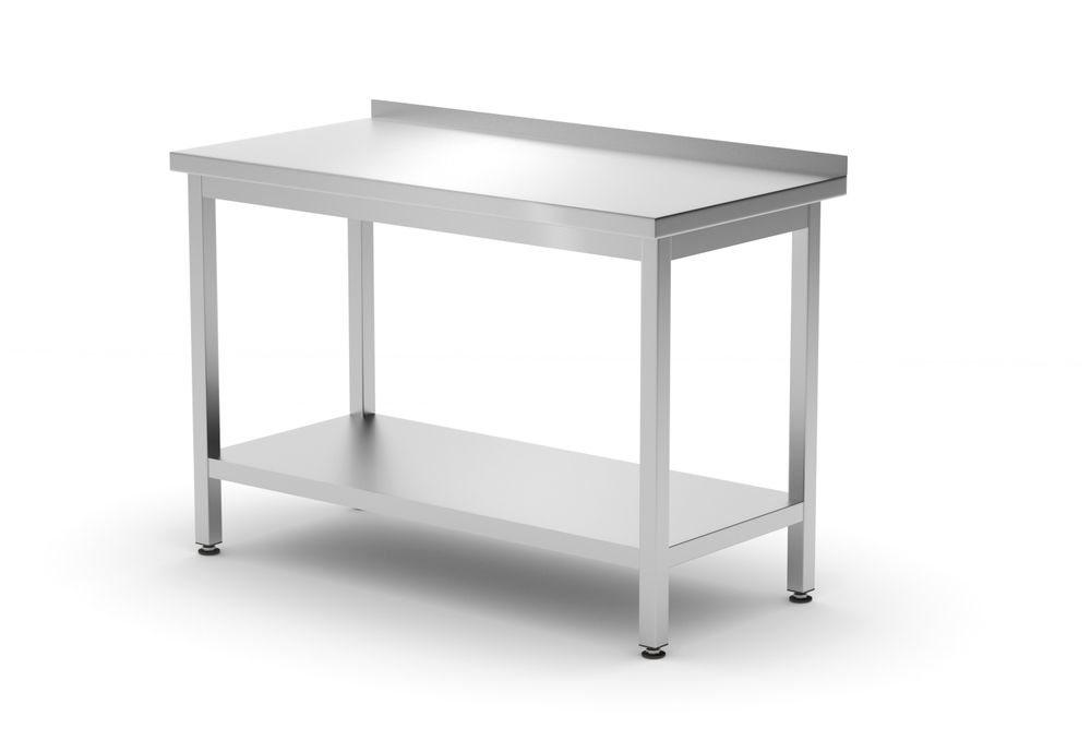 Tavolo a parete con ripiano – bullonato, profondità 600 mm, HENDI, Profi Line, 1200x600x(H)850mm