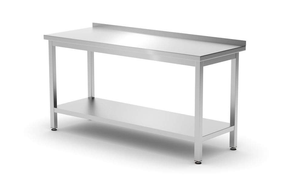 Tavolo a parete con ripiano – bullonato, profondità 600 mm, HENDI, Profi Line, 1600x600x(H)850mm