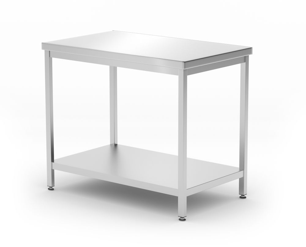 Tavolo centrale con ripiano – bullonato, profondità 600 mm, HENDI, Profi Line, 1000x600x(H)850mm