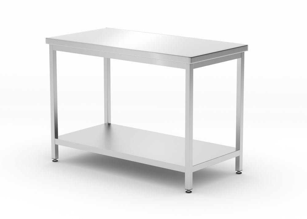 Tavolo centrale con ripiano – bullonato, profondità 600 mm, HENDI, Profi Line, 1200x600x(H)850mm
